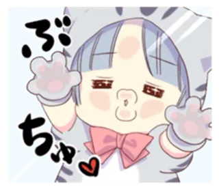 😘 ぷちゃ słodkie, anime, kot, kawaii, dziewczyna, japoński telegram sticker