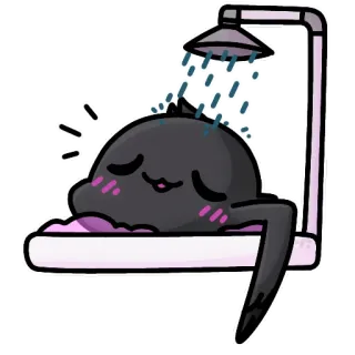 👙 doccia, carino, kawaii, bagno, igiene, pulizia, cartone animato, personaggio telegram sticker