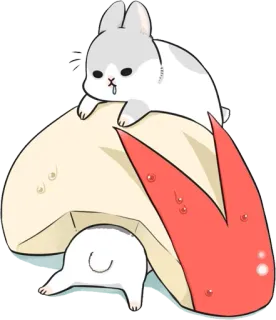 🍎 królik, grzyb, słodki, śpiący, kawaii telegram sticker
