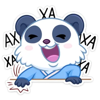 😂 XA Panda, Śmiech, Kreskówka, Uroczy, Szczęśliwy, Zwierzę telegram sticker