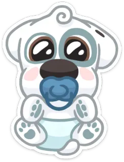👶 perro, cachorro, chupete, lindo, dibujos animados, bebé whatsapp sticker