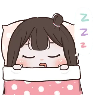 🌈 zzz spać, kreskówka, słodki, łóżko, noc, śpiący telegram sticker