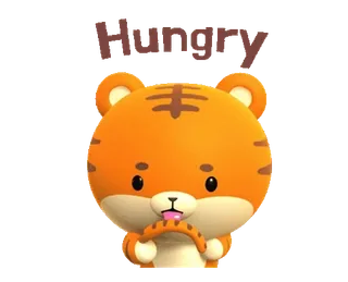 🥘 Hungry 老虎, 饥饿, 动物, 可爱, 卡通 telegram sticker