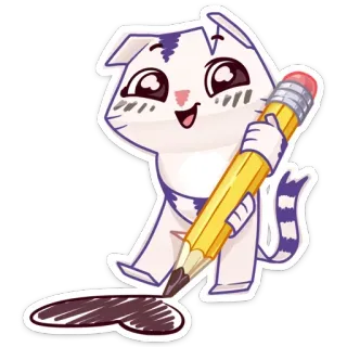 ❤ Katze, Bleistift, Zeichnung, süß, kawaii, Gekritzel, Cartoon, Tier telegram sticker