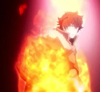 ❤️‍🔥 Naofumi Iwatani Rising of the Shield Hero アニメ, 盾, 炎, ナオフミ, 盾の勇者の成り上がり, ファンタジー telegram sticker