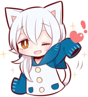 😉 кот, аниме, чиби, милый, каваий, сердце telegram sticker