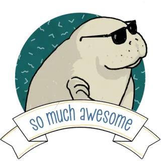 🕶 so much awesome тюлень, солнцезащитные очки, круто, милый, мультик whatsapp sticker