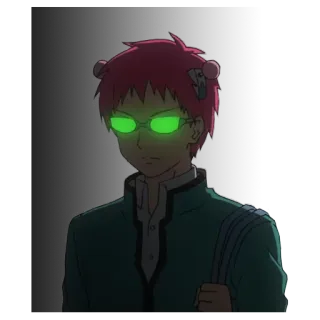 😎 Saiki Kusuo The Disastrous Life of Saiki K. Anime, Saiki K, Personagem, Óculos, Cabelo rosa, Psíquico telegram sticker