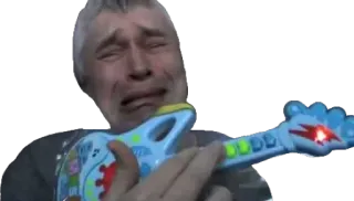 😭 weinen, mann, spielzeuggitarre, traurig, emotionen telegram sticker