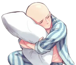 😴 Saitama One-Punch Man Сайтама, Ванпанчмен, Аниме, спит, подушка whatsapp sticker