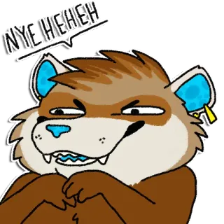 😜 NYE HEHEH cartoon, animal, furry, smirk, speech bubble telegram sticker