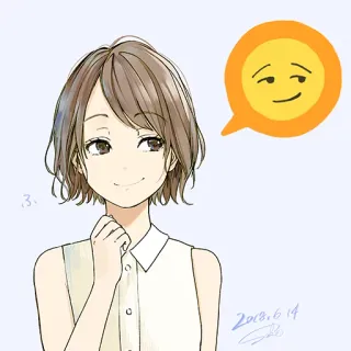 😏 anime girl, smug face, portrait, cartoon, emoji telegram sticker