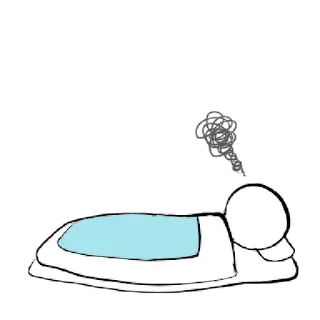 〰 dormir, lit, fatigué, repos, dessin animé telegram sticker