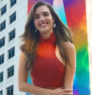 😍 mulher, retrato, sorriso, prédio, moda, garota telegram sticker