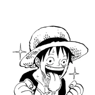 🤤 Luffy One Piece Luffy, One Piece, animé, manga, chapeau de paille, tire la langue, pirate telegram sticker