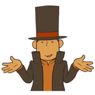 😏 Professor Layton 레이튼 교수, 모자, 만화, 포즈, 캐릭터 whatsapp sticker