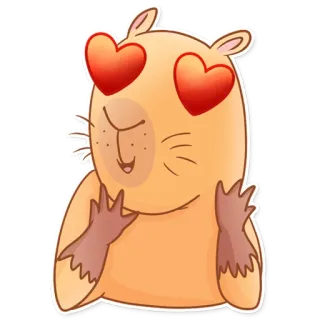 😍 capybara, cinta, mata hati, imut, hewan, pengerat telegram sticker