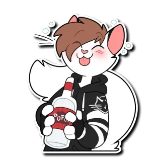 🍾 POP Alkohol, Getränk, Party, Katze, Cartoon, Pop whatsapp sticker