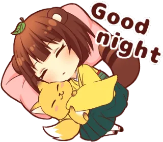😴 Good night Anime, Dormindo, Raposa, Chibi, Kawaii telegram sticker