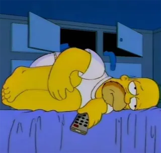 😒 Homer Simpson The Simpsons 호머 심슨, 텔레비전, 만화, 애니메이션, 게으른, TV 리모컨 telegram sticker