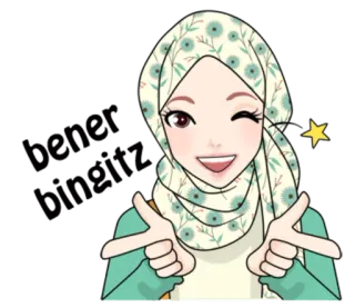 👍 Hiyab, Mujer, Dibujo animado, Guiño, Pistola con los dedos telegram sticker