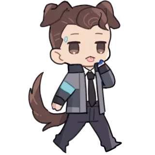 😋 Connor Detroit: Become Human android, dog, chibi, cute telegram sticker