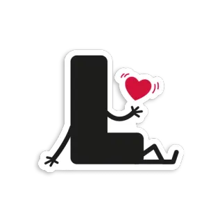 ❤ letter L, character, heart, love, cartoon telegram sticker