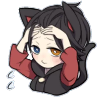 😳 Аниме, Кот, Чиби, Милый, Кавай, Эмоциональный, Озадаченный whatsapp sticker