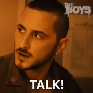 👀 The Boys TALK! The Boys, TV show, meme, talk, command, soldier whatsapp sticker