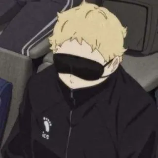 😑 Anime, Charakter, Augenbinde, Blonde Haare, Jacke telegram sticker