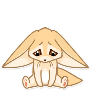😒 volpe fennec, triste, carino, animale, adesivo, volpe del deserto telegram sticker