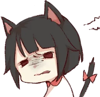 😠 Katzenmädchen, Anime, Manga, Sticker, Katzenohren, wütend whatsapp sticker