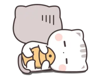 🍼 chat, mignon, poisson, animal, dormir, autocollant telegram sticker