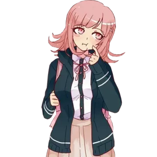 🤔 Chiaki Nanami Danganronpa anime, video game, cute, girl, kawaii, pink hair telegram sticker