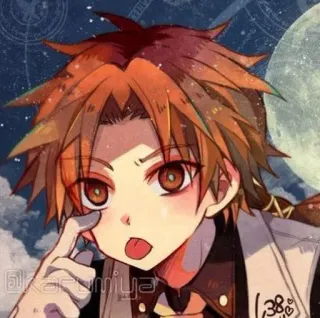 🧡 6lkasunmiya Anime, Retrato, Menino, Desenho animado, Lua, Nuvens telegram sticker