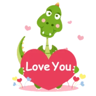 ☹️ Love You дракон, сердце, любовь, милый, мультфильм, животное, привет telegram sticker