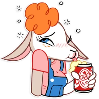 🍺 LAGER 4,5 cartoon, goat, beer, lager, drinking, alcohol, party, celebration telegram sticker