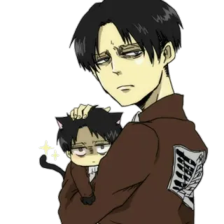 🙄 Levi Ackerman Attack on Titan アニメ, マンガ, 進撃の巨人, リヴァイ・アッカーマン, ちびキャラ telegram sticker