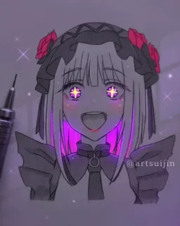 ✨ @artsuijin アニメ, 女の子, ファンアート, イラスト, ゴシック, 可愛い telegram sticker