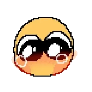 😥 Emoji, Pixel art, Lucu, Kawaii, Wajah, Seni digital telegram sticker