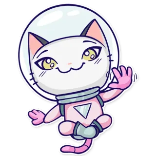 👋 gato, astronauta, espacio, animal, dibujo animado, pegatina whatsapp sticker