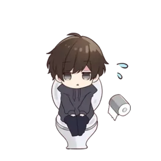 🚽 toilet, anime, sad, sitting, bathroom telegram sticker