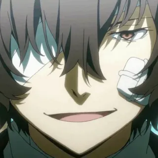 🥀 Osamu Dazai Bungou Stray Dogs アニメ, 文豪ストレイドッグス, 太宰治, キャラクター, 笑顔 telegram sticker