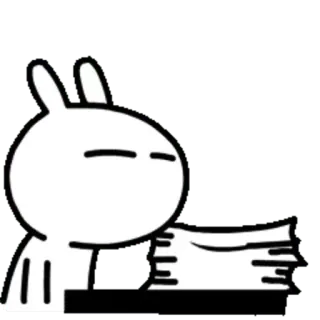 😩 conejo, papel, pila, blanco, minimalista, dibujo animado, caricatura telegram sticker