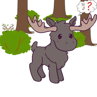 🦉 alce, animal, floresta, natureza, desenho animado, fofo telegram sticker