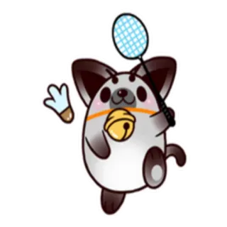 🏸 животное, кот, бадминтон, милый, каваий, спорт, колокольчик telegram sticker
