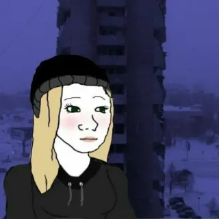 👩 Wojak 두머걸, wojak, 밈, 슬픈 telegram sticker