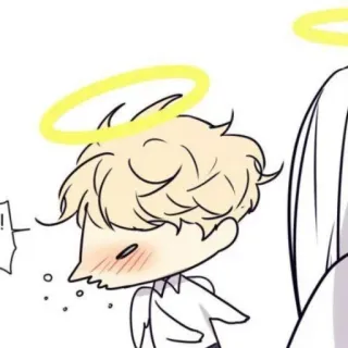 ☁️ ángel, aureola, lindo, dibujos animados, kawaii, chibi, angelical, sagrado whatsapp sticker
