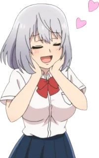 🥰 Anime, Dziewczyna, Mundur szkolny, Słodka, Uśmiechnięta, Szczęśliwa telegram sticker