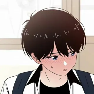 💗 Anime, Manga, Jongen, Student, Schattig, Verlegen, Blozend telegram sticker